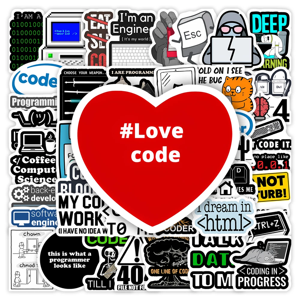 Забавные наклейки для программирования Java JS Php Docker Html Cloud Hacker Development декоративная