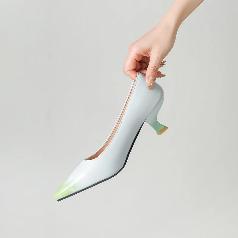 Женские туфли-лодочки с острым носком на высоком каблуке 22-2024 см