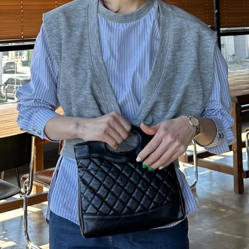 Рубашки и блузки с имитацией двух предметов милые Полосатые длинным рукавом