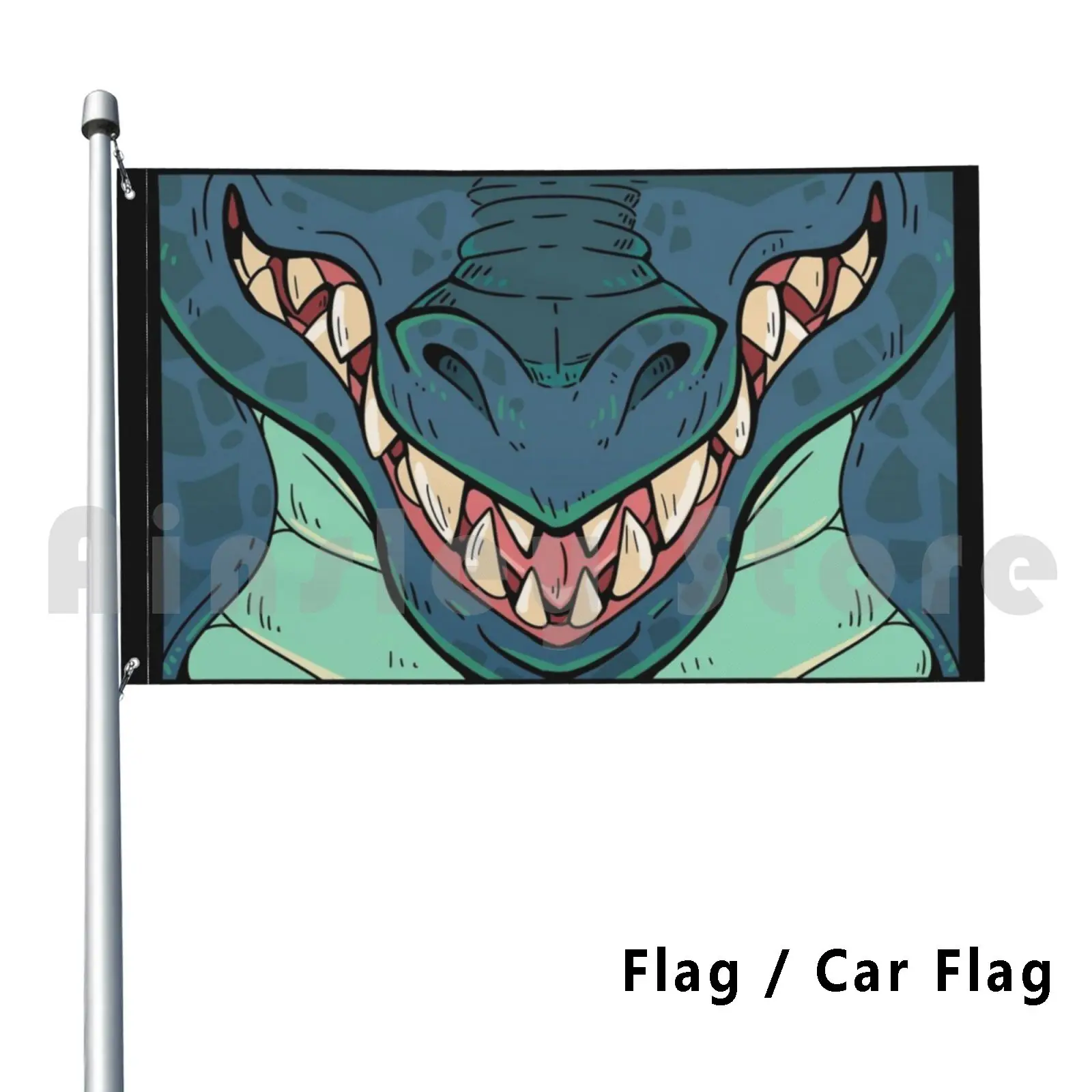 Blue Dragon Outdoor Decor Flag Car Flag Dragon Snout Teeth Furry Mythical Fantasy