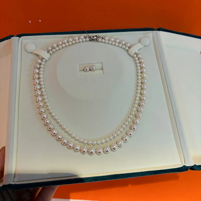 Natural Akoya Pearl String Chain S925 Silver Adjustable Temperament All-Match Summer Twin Artifact Extremely Strong Light Zhuji