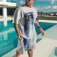summer man sets owl 3d print designer short sleeve custom t shirts retro oversized tracksuit beach new fashion shorts 2022 tee