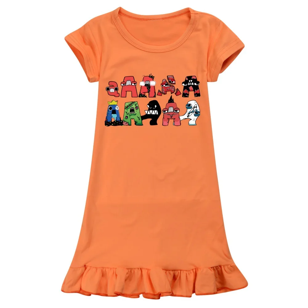 New Alphabet Lore Girls Nightgown Kids Summer Cartoon Pajamas Dress Children's Sleeping Nightdress for Baby Sleepwear Hot Seling images - 6
