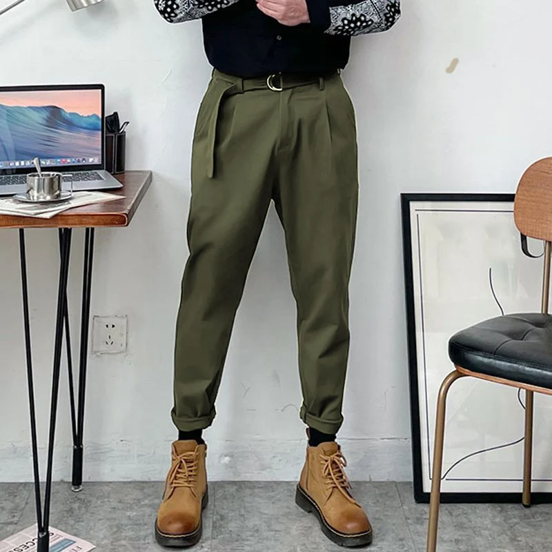 

2022 Fashion Men Pants Solid Color Lace Up Joggers Pockets Korean Casual Trousers Men Streetwear Leisure Pantalon S-5XL INCERUN
