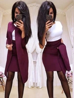 autumnwinter 2022stitched solid color professional womens skirt set office professional women set business dress black set