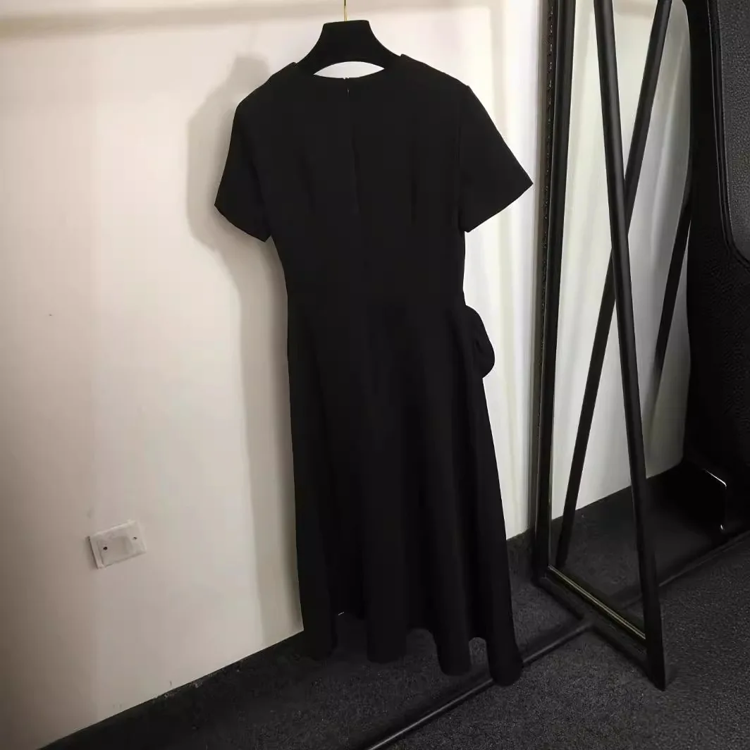 Женское платье с коротким рукавом [zoci] осеннее объемным цветочным украшением и