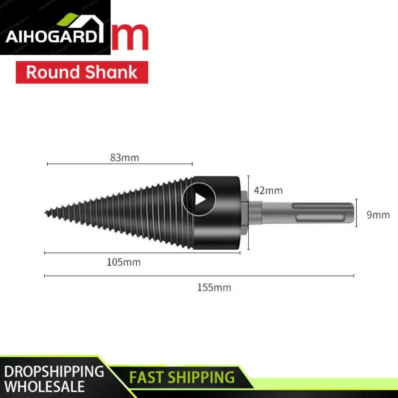 

Easy Install Chop Wood Drill Bit Wood Breaker Machine High-carbon Steel Sharp Head Black Firewood Chopper Wood Household Tools