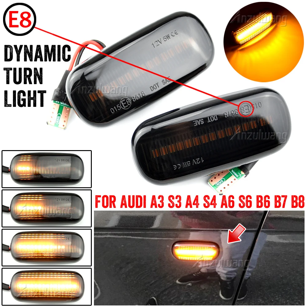 

LED Side Wing Marker Dynamic Turn Signal Blinker Startup Breath Light For Audi A3 S3 8P A4 S4 RS4 B6 B7 B8 A6 S6 RS6 C5 C7