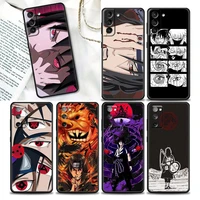 naruto eyes anime phone case for samsung galaxy s20 s21 fe s10 s9 s8 s22 plus ultra case uchiba sasuke itachi madara black cover