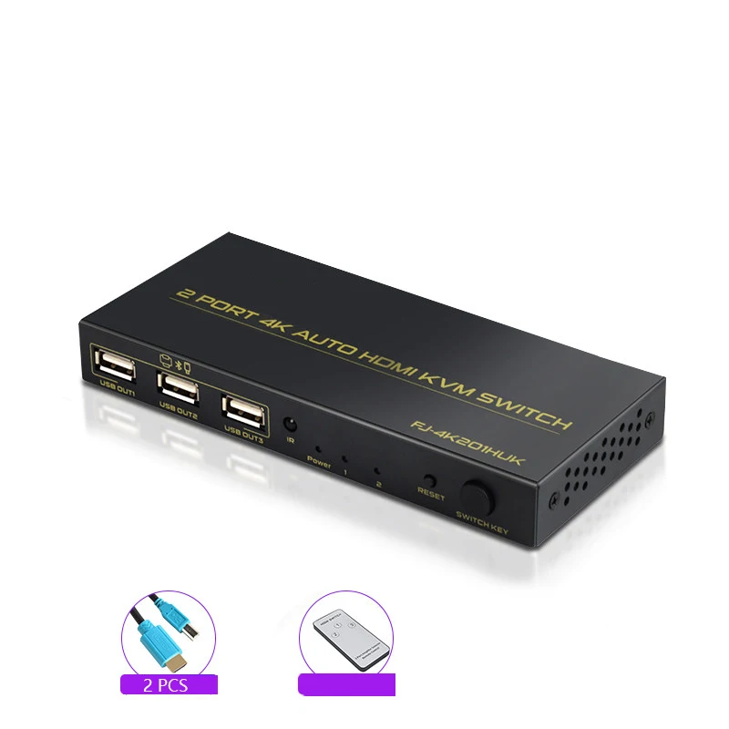 2 In 1 Out USB HDMI KVM Switch Box For 2 PC Sharing Keyboard Mouse Printer Video Display USB Switch Splitter
