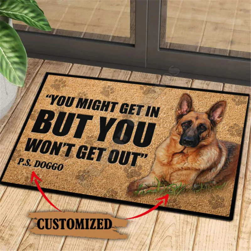 Personalized Love German Shepherd Rubber Base Doormat Please Remember House Doormat Non Slip Door Floor Mats Decor Porch Doormat