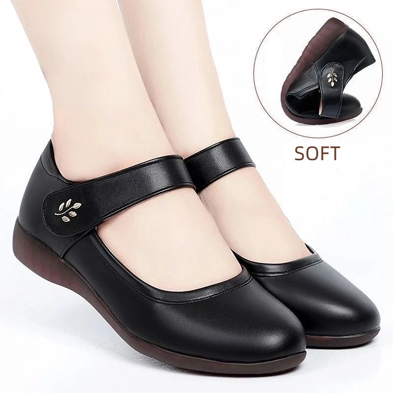 

2023 Autumn New Casual Soft Flats Women Concise Pu Leather Sandals Shallow Comfortable Leisure Shoes Mom Shoes sapatos femininos