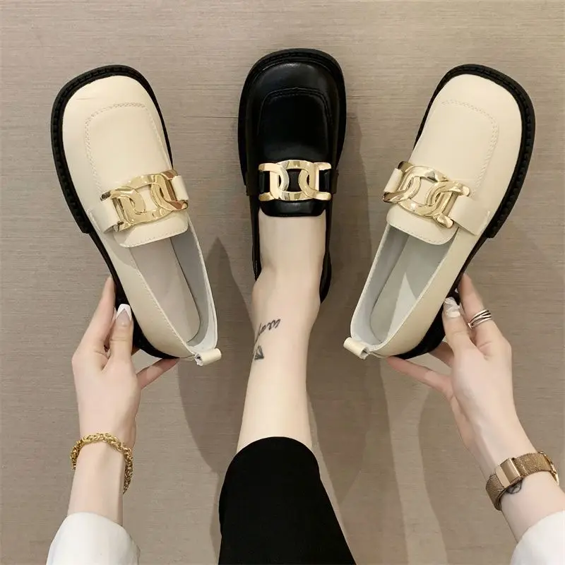 

Shoes for Women 2023 Square Toe Heels Ladies Summer Footwear Low Heel Elegant Black Loafers Vacation Popular Chic Point Lastest