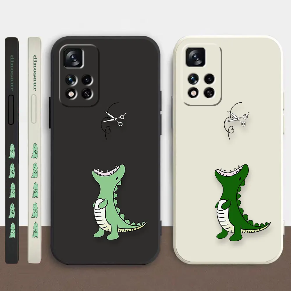 

Case For Redmi Note 12 11 11T 11R 11E 10 9 8 7 7S PRO PLUS 4G 5G Simple Liquid silicone Case Cute Little Dinosaur