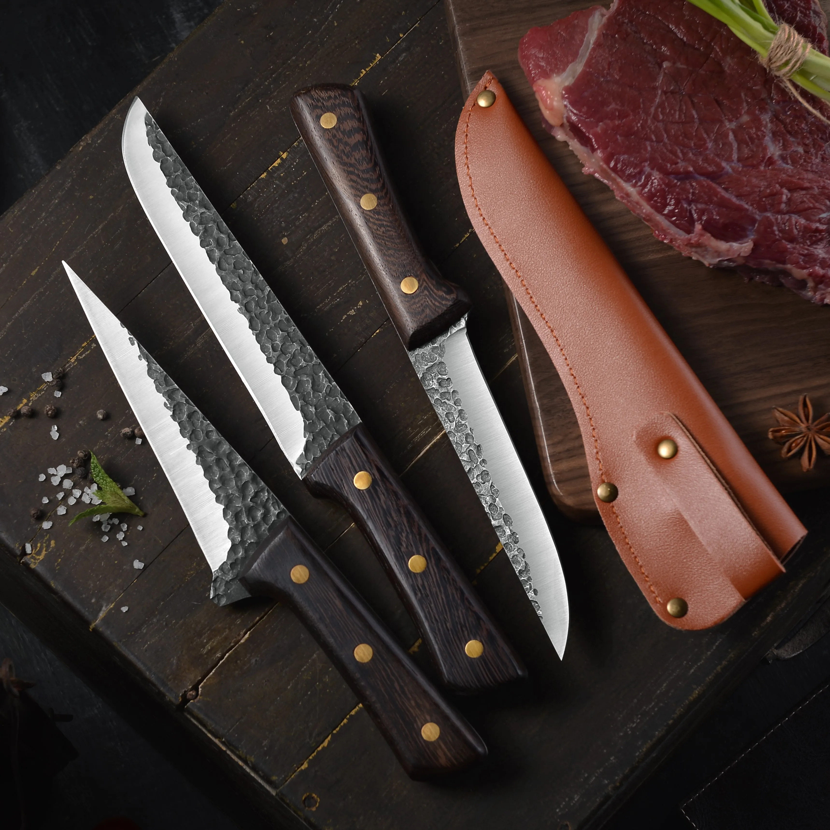 

Forged Boning Knife Set Handmade Forged Chef Knife Professional Kitchen Knives Meat Slaughtering Butcher Knife Cooking Tools