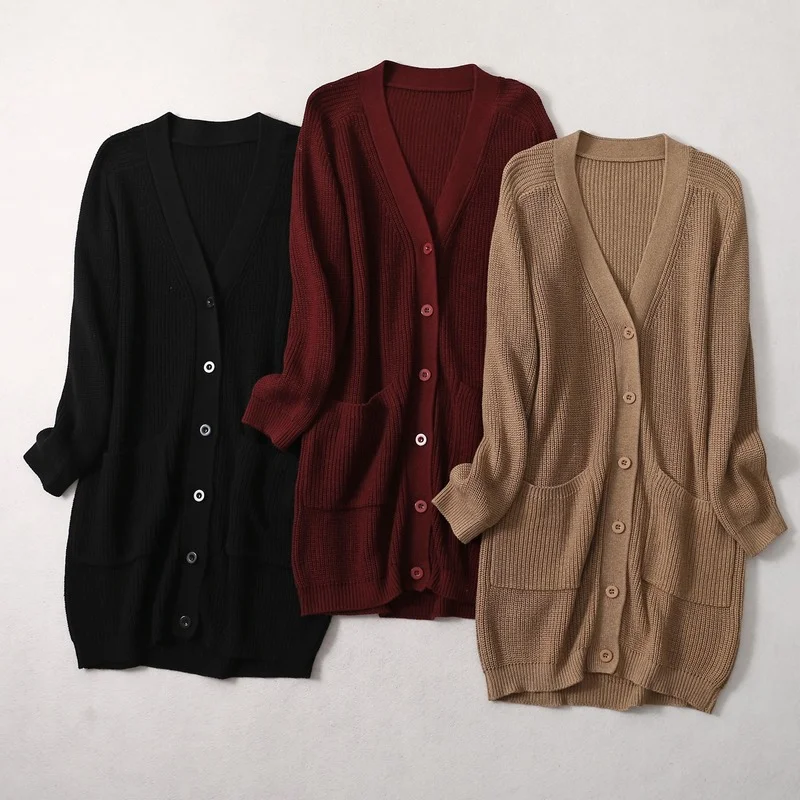 

64%Silk blending Winter cardigans Spring 2022 knitted cardigan women Silk blending knitting sweater Plus size long Sweaters