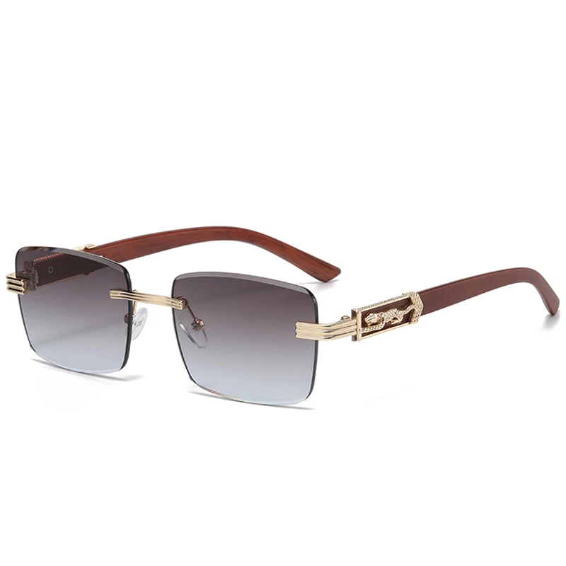 Солнцезащитные очки без оправы для мужчин и женщин винтажные прямоугольные