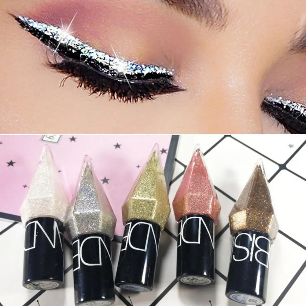 

Eye Shadow Pearlescent Diamond Eye Shadow Liquid 5-color Sequins MakeUp Smooth Mini Fine Brush Eyeliner Shine And Head