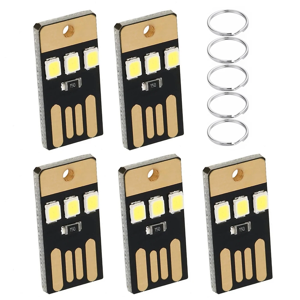 

5Pcs Mini USB Power LED Light Night Outdoor Camping Eqpment for Power Bank Computer Ultra-thin Chips Pocket Card Lamp Flashlight