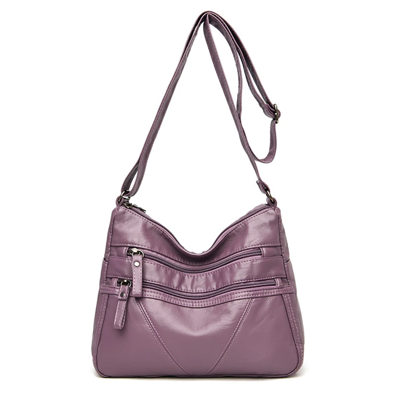 

High Quality Women Shoulder Bag Pu Leather Large Capacity Crossbody Bag Multi-pockets Messenger Bag Leather Purse Soft Handbag