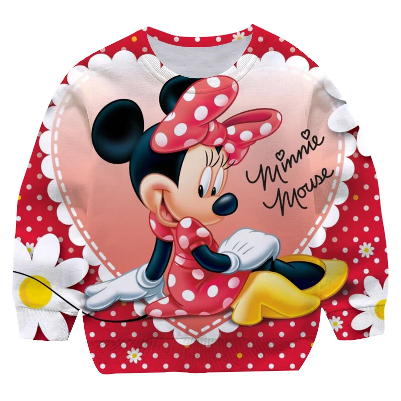 

Children's Disney Anime Lovely Mickey Minnie Mouse Sewatshirt Baby Girl Boys Pullover Cartoon Clothes 1-14 Years Kids Streetwear