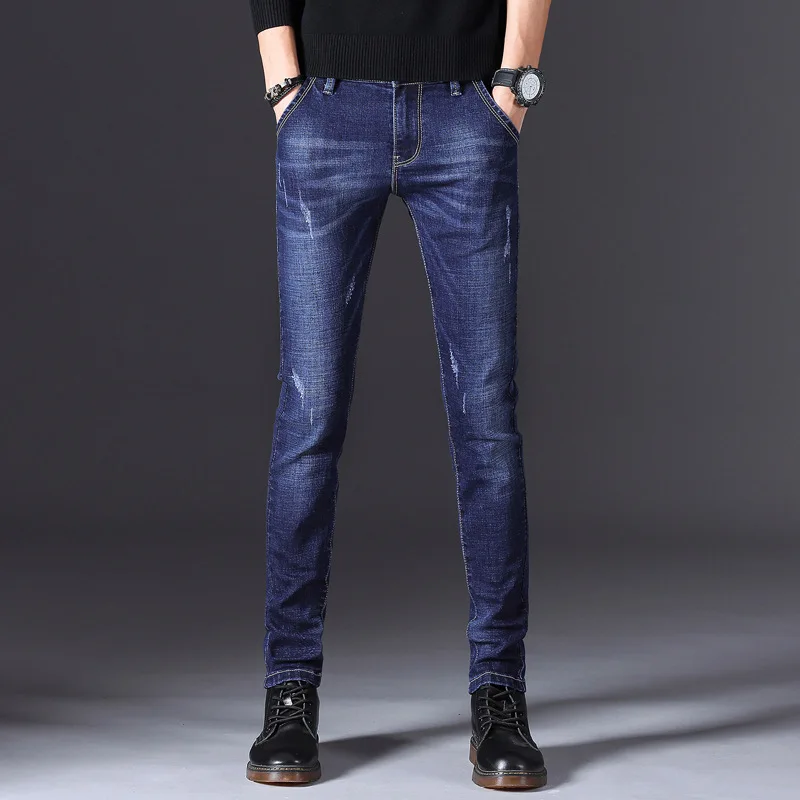 2022  Autumn And Spring New Men's Classic Fashion Blue Straight Leg Jeans Men's Casual Slim Size High Quality Long Jeans 27-38
