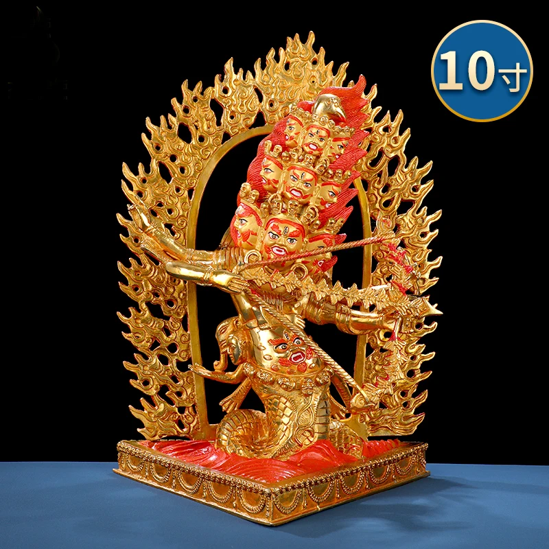 

Wholesale Tibetan Buddha statue copper gilding Chahula Dharma protector RE HU LA buddha statue Family protection