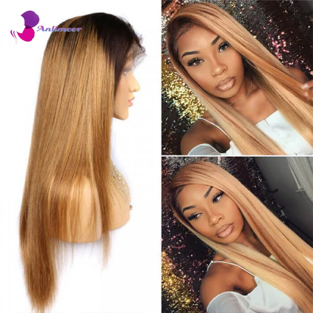 

Silk Top Wig Ombre Honey Blonde Wig Human Hair Silk Straight Wig 1B27 Human Hair 13x4/13x6 Lace Front Wigs For Black Women