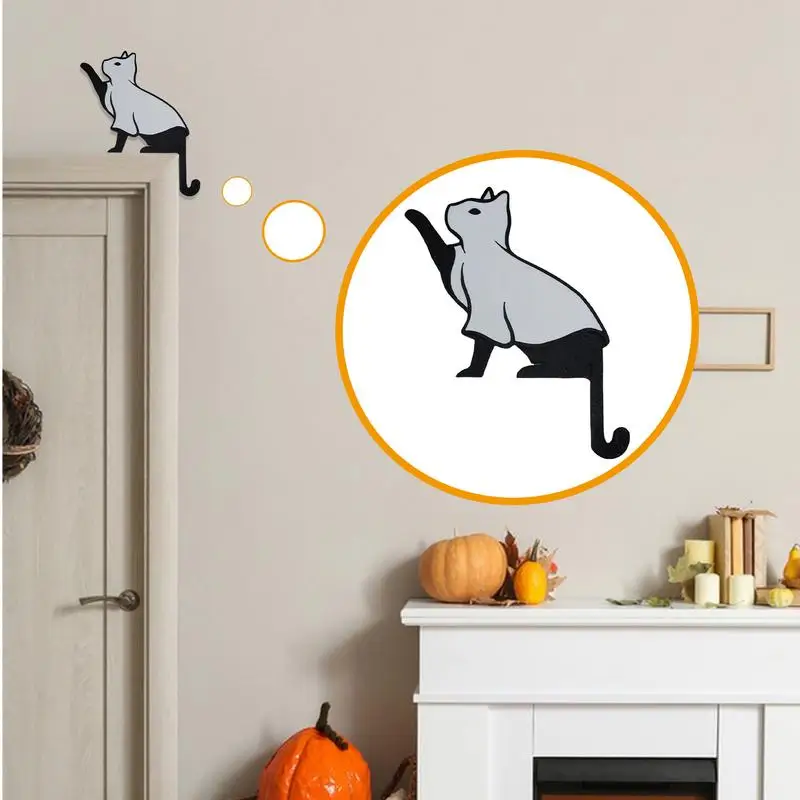 Дверная рама с изображением кошки угловая дверная декор деревянная милая и