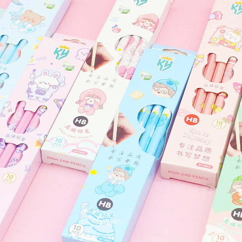 

10pcs HB Pencils Kawaii Stationery Wood Graphite Pencil for Kids Gifts School Office Supplies Cute Sketch Items Drawing