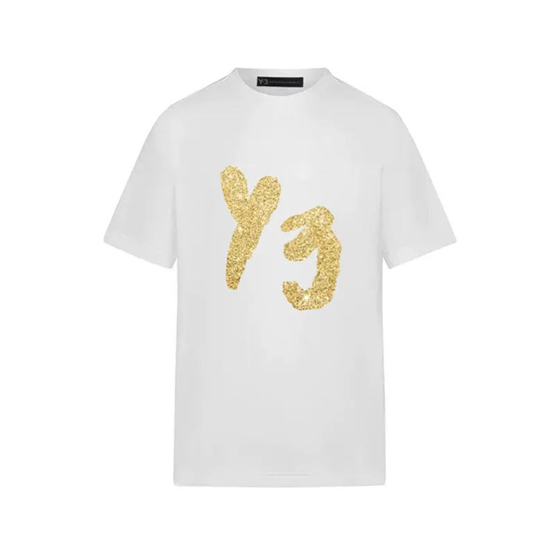 

Y-3 Y3 Yohji Yamamoto 23SS New Summer Style Abstract Gold Monogram Men And Women Casual Short-Sleeved T-shirt