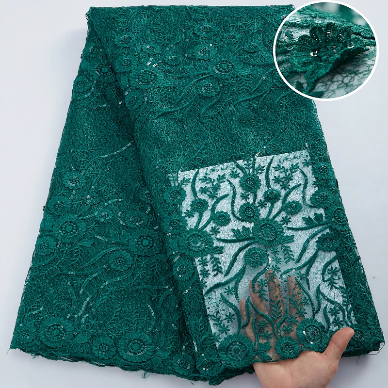 

Nigeria Lace Fabric with Sequins French Lace Fabric 2022 High Quality African Tulle Lace For Bridal Wedding Party Dress 2915A