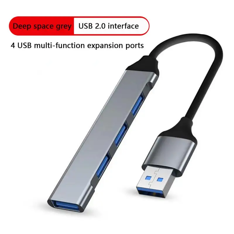 

2023 New Four-in-one USB Hub 4-port USB Hub Aluminum Alloy Splitter Suitable For Devices Such As Keyboards/mice/USB Drives