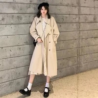 womens jacket spring 2022 new korean loose windbreaker mid length british coats vintage female trench coat para mulheres