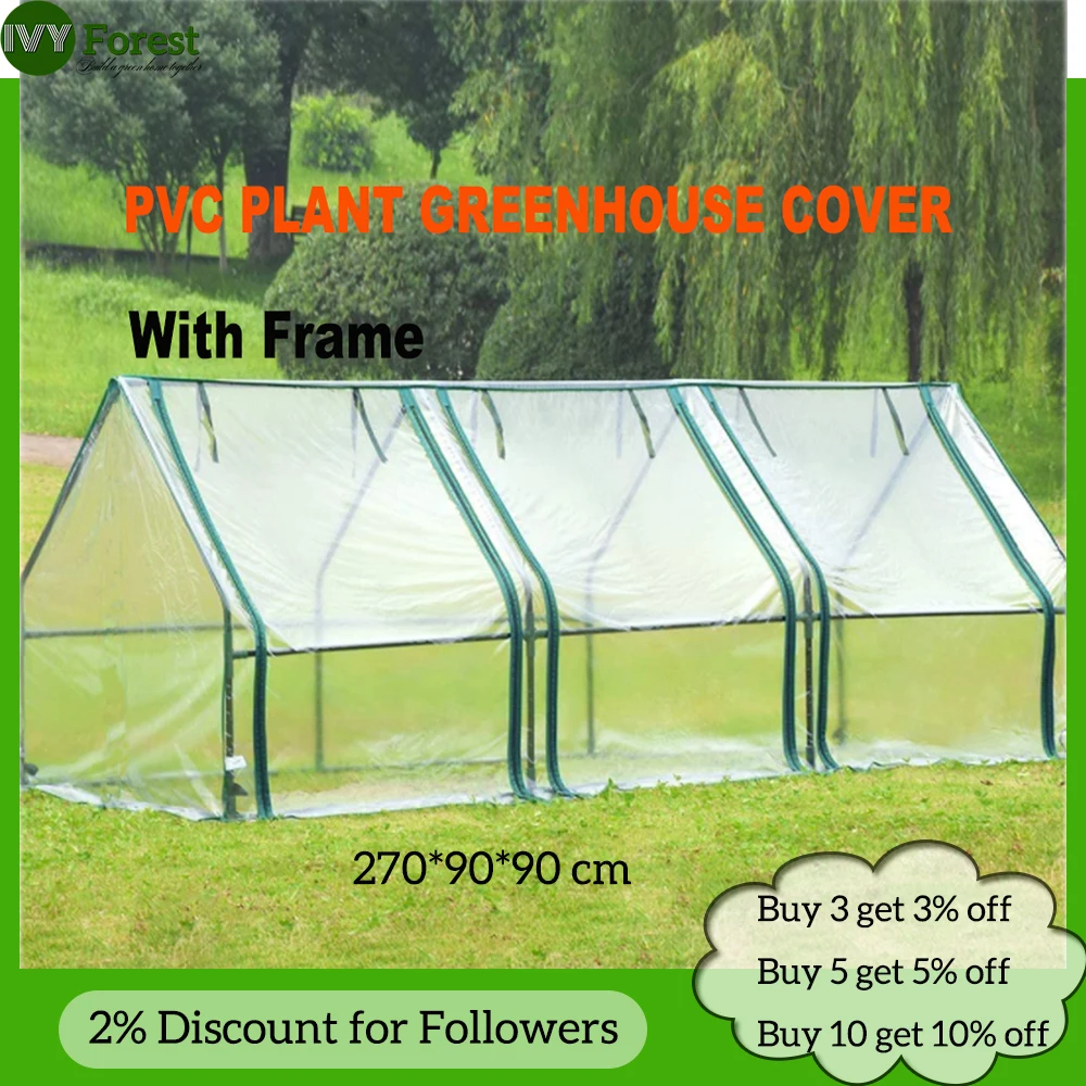 270x90x90cm Greenhouse with PVC Transparent Plant Cover and Frame for Indoor Outdoor Gardens Vegetable Plant Seeds Growing