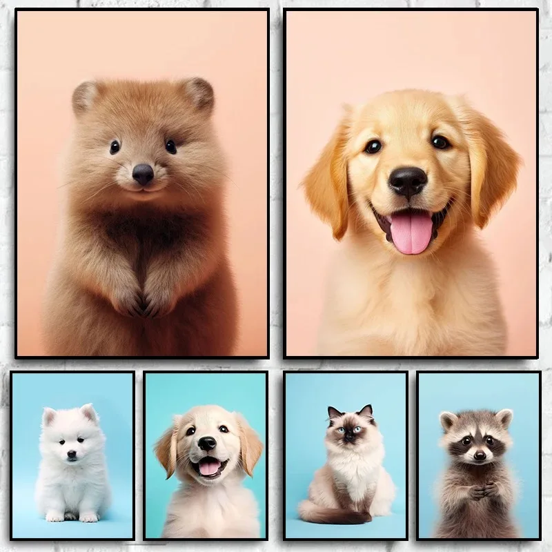 Золотистый Ретривер И Птица-кошка Холст С Принтом - Портрет Животного Настенное