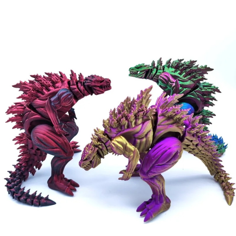 Фото 3D печатная фигурка динозавра с мышцами, мини-игрушки, фигурка монстра, совместная модель, подвижное вращающееся украшение для рабочего стола, подарок для детей №5