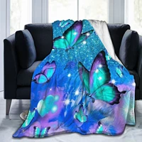 purple star space butterfly flannel blanket sofa blanket warm soft living room cover blanket outdoor office travel 6080inc
