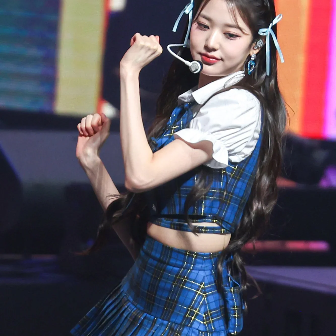 Kpop Hot IVE женская концертная клетчатая юбка наряды костюм для выступлений девушка