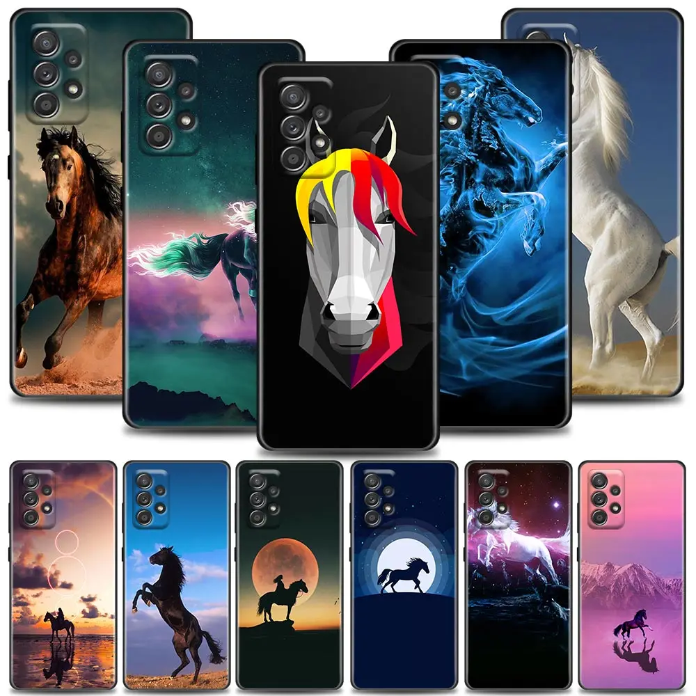 

Phone Case for Samsung A01 A02 A03s A11 A12 A21s A32 A41 A72 A52s 5G A91 Case Soft Silicone Cover Tall fierce faithful horse