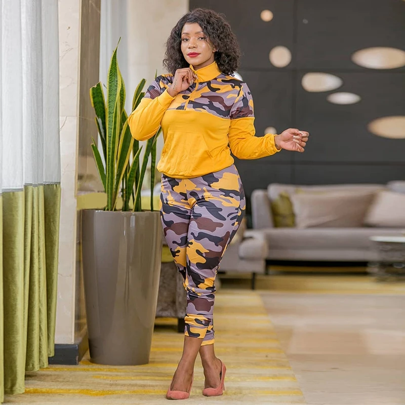 

Camo Patchwork Winter Tracksuit Women Clothes Workout Fashion Two Piece Sets 5XL Zipper Long Sleeve Tops and Skinny Pants Sets