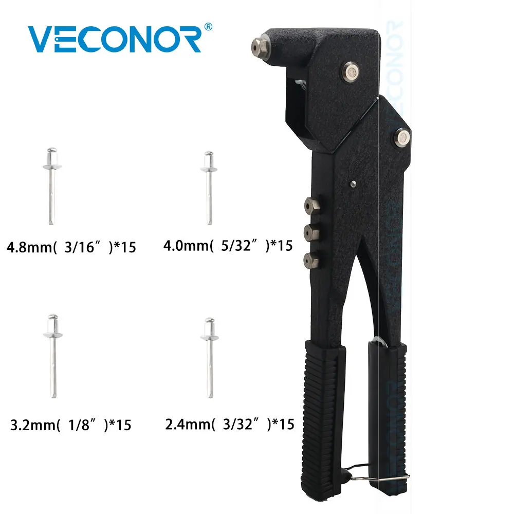 

3-угольный заклепочный пистолет с поворотной головкой, 60 шт., алюминиевые заклепки, сменные насадки