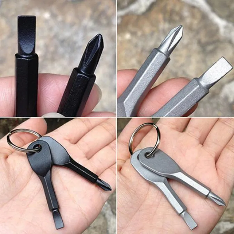 

Portable Screwdriver Outdoor EDC Key Chain Tool Multi-function Hand Tools Cross Screwdriver with Key Ring Pocket Repair Tool