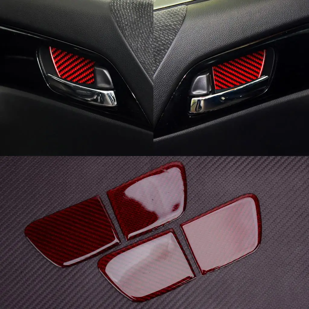 

Наклейка на дверную ручку салона автомобиля, левая и правая, из красного углеродного волокна, подходит для Honda Accord 2017, 2016, 2015, 2014