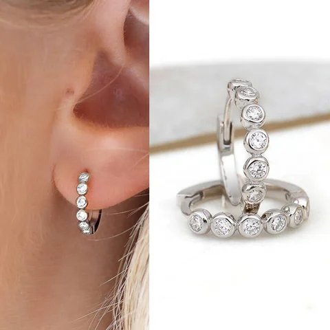 Серьги-кольца CAOSHI E2544/E2545 из латуни с цирконием