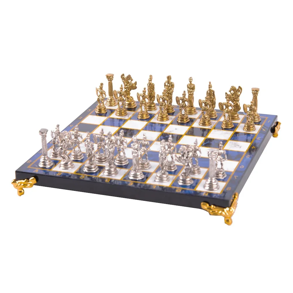 Luxury Floor Standing Metal Casting Chess set Roman Army Sky Blue Board | Спорт и развлечения