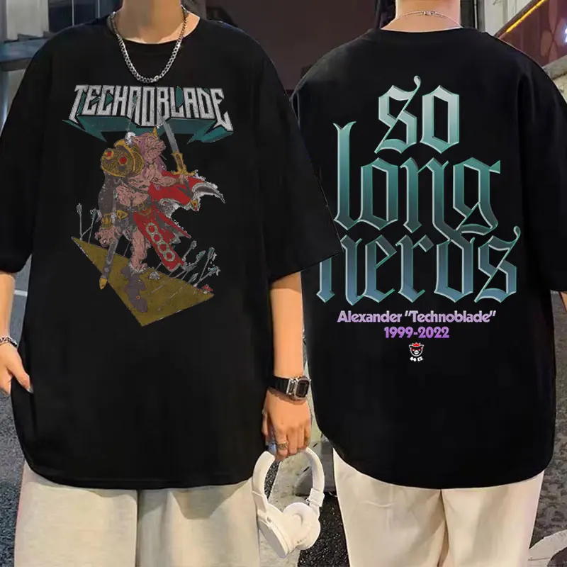 Technoblade RIP So Long Nerds Dream Team SMP MCYT Merch Logo Print Tshirt Men Women Fashion Casual Loose T-shirt Male T Shirts
