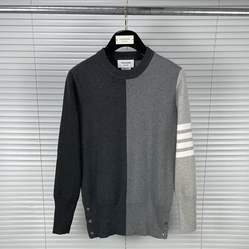 

Мужской хлопковый свитер в полоску, с круглым вырезом