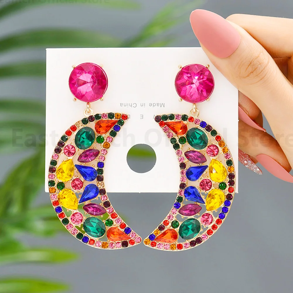 

Sailor Moon Colorful Crystal Large Dangle Earrings For Women 2022 Trendy Boho Luxury Vintage Charm Female Pendant Party Jewelry