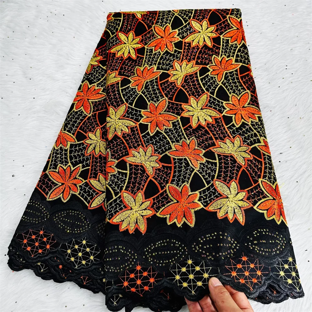 

Африканская хлопчатобумажная Кружевная Ткань 5 ярдов, швейцарская вуаль, материал высокого качества, нигерийская ткань для вышивки, африканская хлопчатобумажная ткань NC5